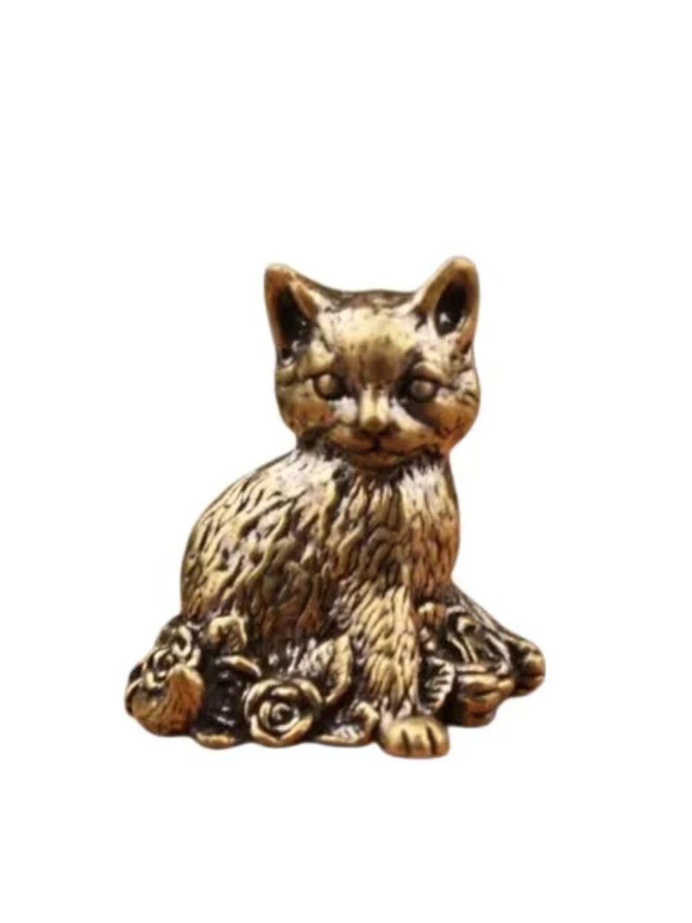 NEW Brass Rose Kitten Figurine - 0.91 in L x 0.79 in W